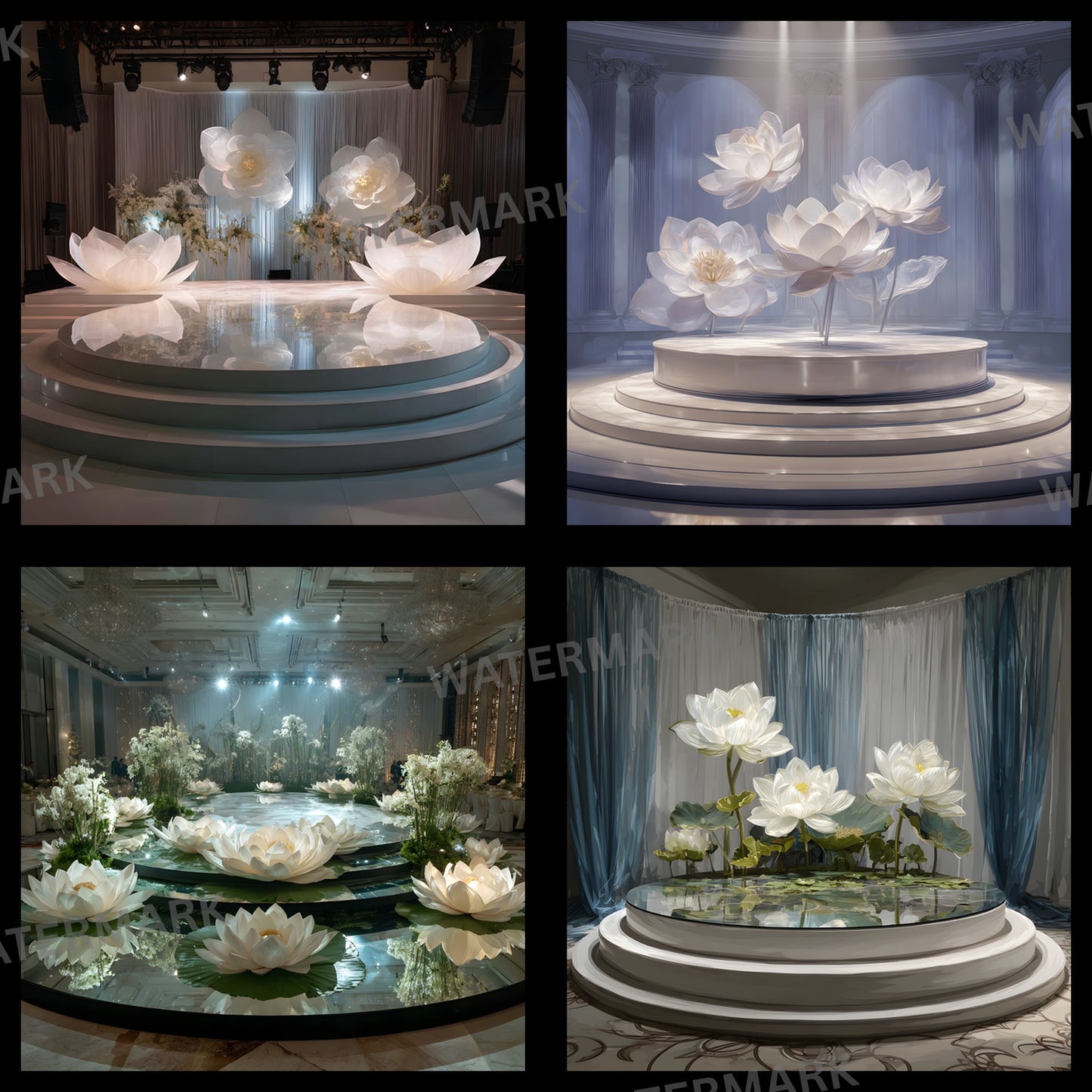 White Lotus Flower Photography Backdrop, Elegant Floral Centerpiece Background, Digital Image for Stunning Portraits & Art Projects