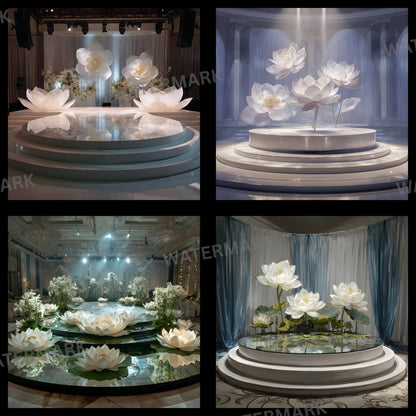 White Lotus Flower Photography Backdrop, Elegant Floral Centerpiece Background, Digital Image for Stunning Portraits & Art Projects