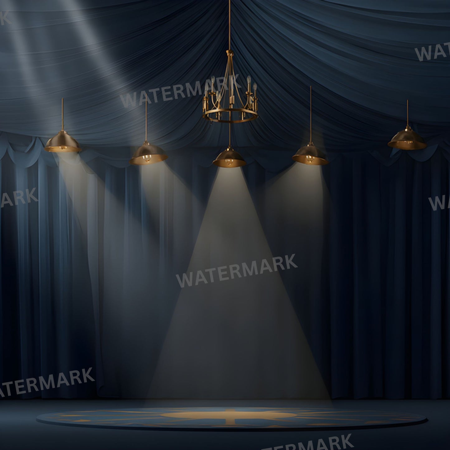 Stage Spotlight Chandelier Digital Backdrop, Photography Background, Theater Stage, Concert Backdrop, Square Image, Digital Download