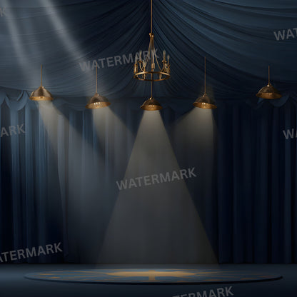 Stage Spotlight Chandelier Digital Backdrop, Photography Background, Theater Stage, Concert Backdrop, Square Image, Digital Download
