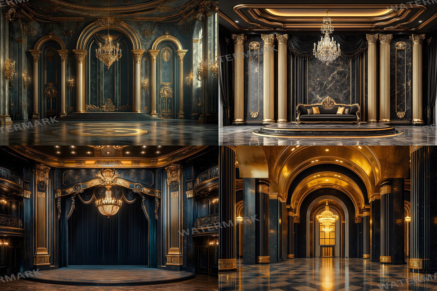 Deco Glamour Backdrops, Art Deco Photoshop Backgrounds, Luxury Overlays, Wedding Backdrop - Maternity Backdrops - Luxury Room Backgrounds