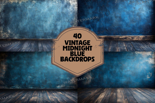 Vintage Midnight Blue Backdrops for Moody Photography, Elegant Digital Backgrounds, Dark-Themed Event Decor and Textured Designs