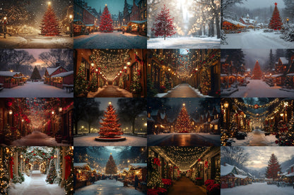 Classic Christmas Backdrops, Digital Backdrop, Santa Christmas Backdrop For Kids Family, Festive Digital Download Christmas Background