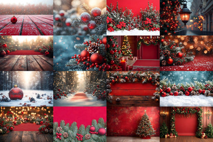 Christmas Backdrop, Digital Backdrop, Santa Christmas Backdrop For Kids Family, Festive Digital Download Christmas Background