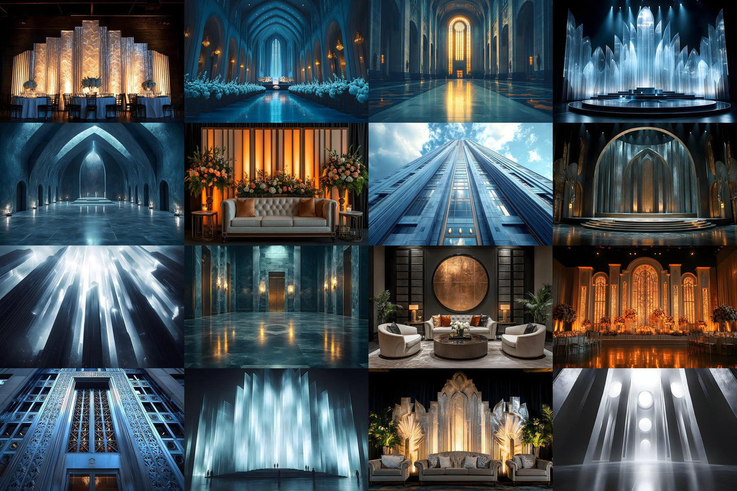 Art Deco Skyscraper Photography Backdrops | Digital Studio Wedding Backgrounds | Maternity Master Overlay Set Backdrops, Backgrounds