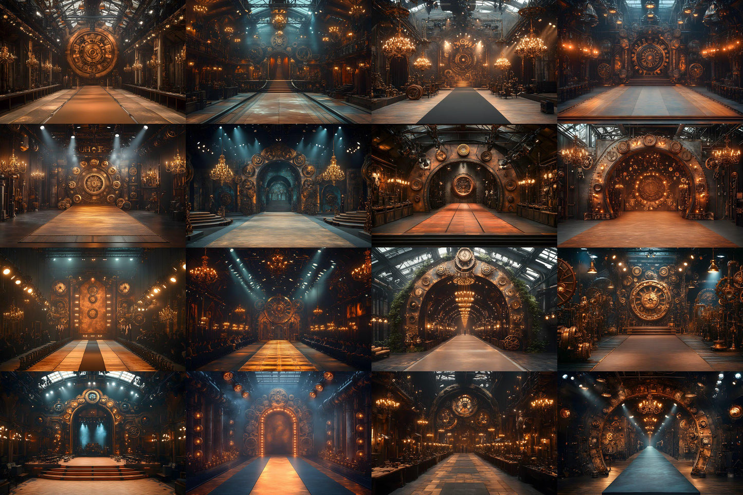 Steampunk Runway Backdrops - Digital Photography Backdrops, Maternity & Wedding Background, Studio Master Overlay, Fashion Show Stage