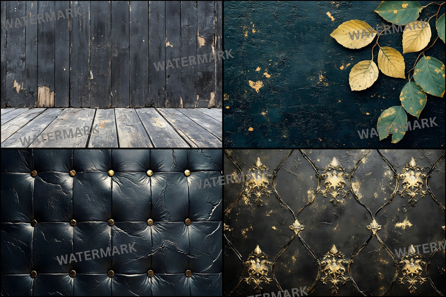 Vintage Black Textured Wall Digital Backdrop, Dark Photography Background for Portrait, Moody Fine Art Texture