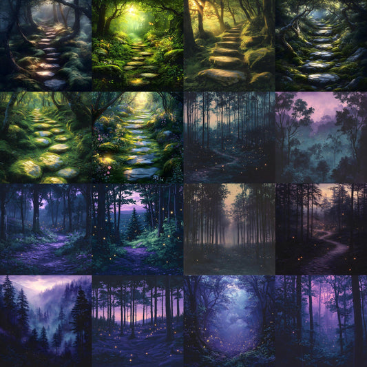 Twilight Enchanted Digital Backdrops, Photoshop Composites - Master Overlay Collection - Magical Forest Pathways - Visual Storytelling