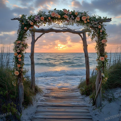 Stunning Beach Wedding Backdrops | Ocean-Themed Ceremony Arches for Seaside Weddings - Floral Arch Backgrounds - Maternity Backdrops