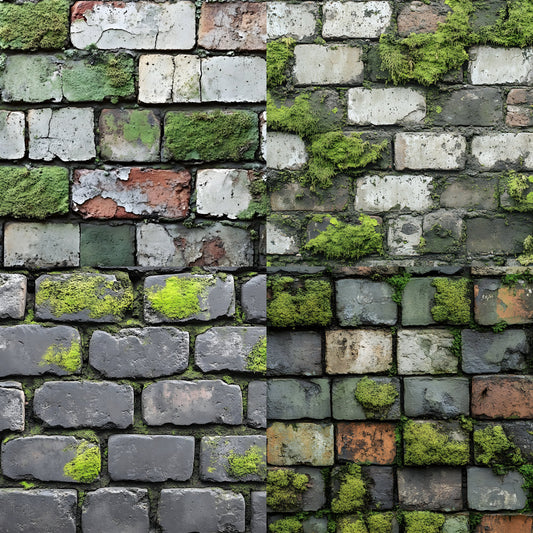 Rustic Mossy Brick Wall Digital Backdrop: Photography Background for Portrait Photoshoot, Textured Photo Booth Prop, High-Res Image Download