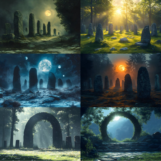 Ancient Stone Circle Digital Backdrop, Mystical Clearing Backgrounds for Photography, Fantasy Photo Overlays, Scenic Portrait Photography