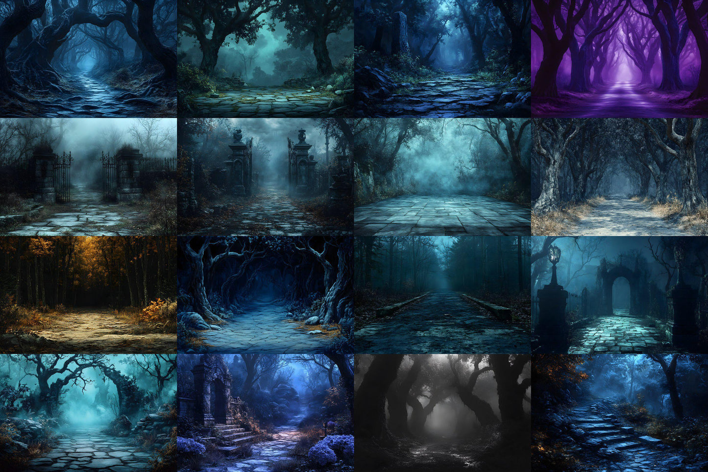 Spooky Forest Backdrops, Haunted Forest Backgrounds, Halloween Digital Scenes, Photoshop, Eerie Photography Overlays, Haunted Woodlands