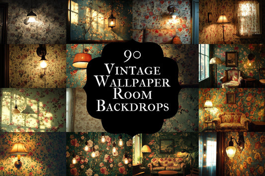 Vintage Wallpaper Room Backdrops, Moody Backgrounds, Dark Floral Retro Textures for Photography, Vintage Wall Backdrop, Floral Wall