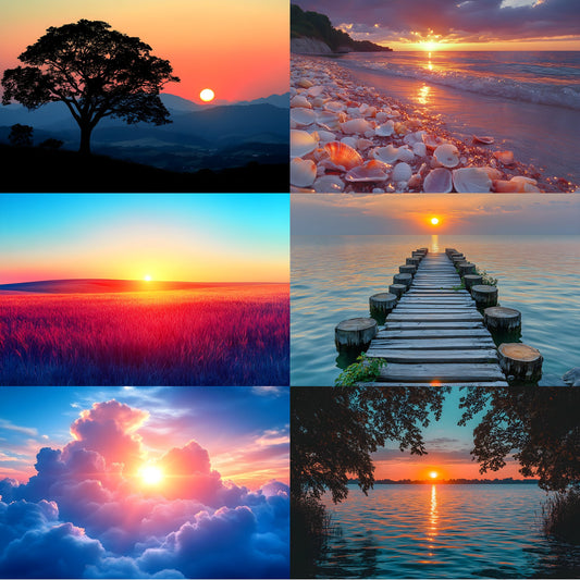 Sunset Photography Backdrop Bundle, Golden Hour Digital Backgrounds for Photographers, Warm Light Portrait Photography, Dreamy Sky Photo Overlays