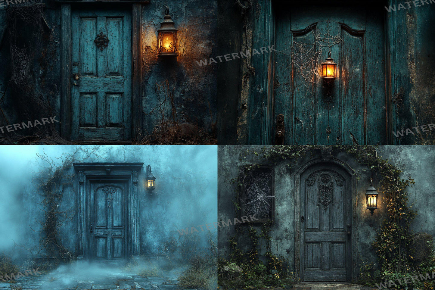 Haunted Mansion Door Backdrops ��������� Spooky Grunge Backdrops for Halloween & Gothic Photography Sessions - Gothic Backdrops and Backgrounds