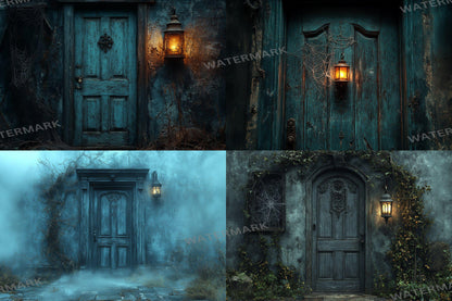 Haunted Mansion Door Backdrops ��������� Spooky Grunge Backdrops for Halloween & Gothic Photography Sessions - Gothic Backdrops and Backgrounds