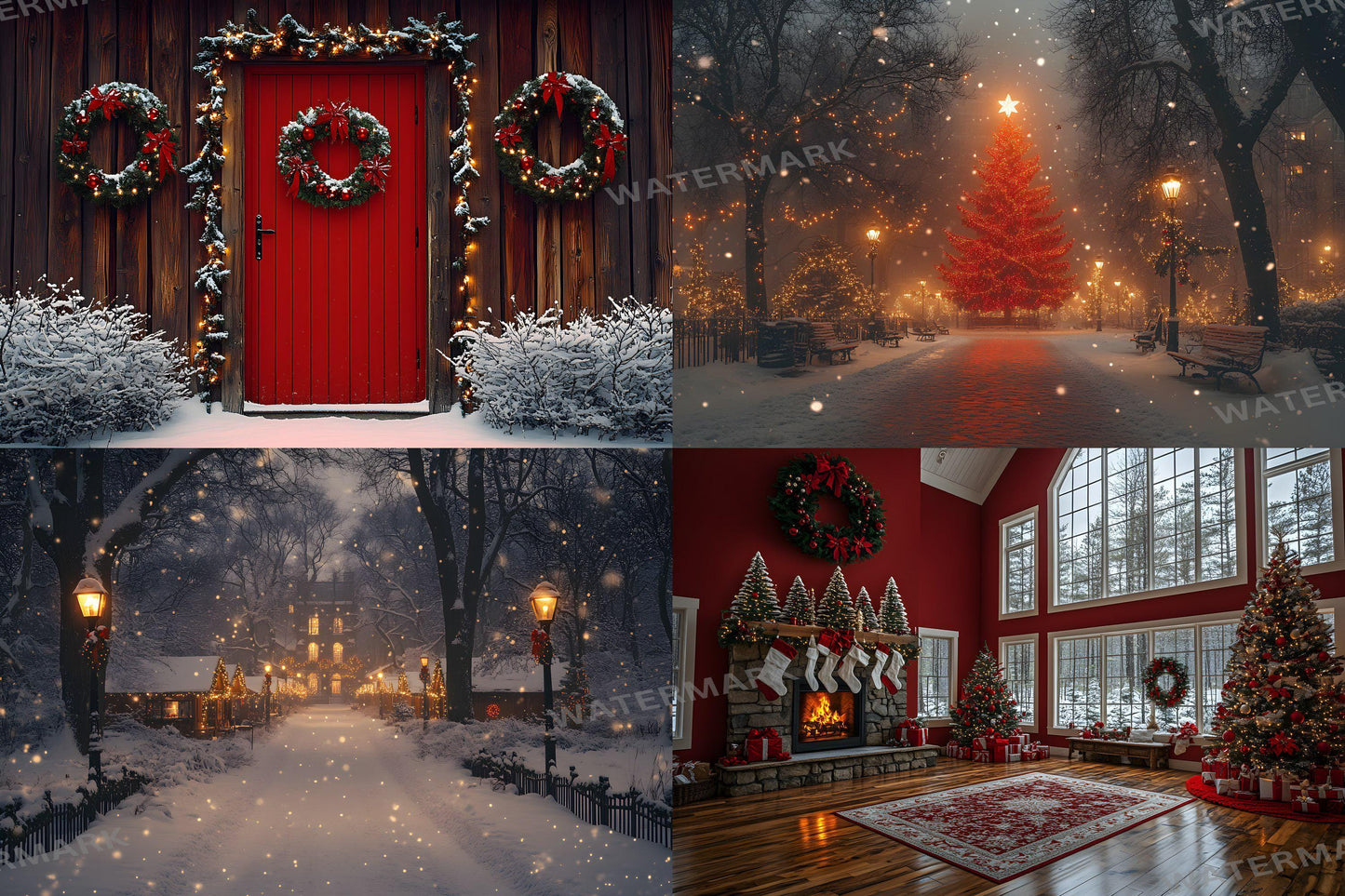 Christmas Backdrop, Digital Backdrop, Santa Christmas Backdrop For Kids Family, Festive Digital Download Christmas Background