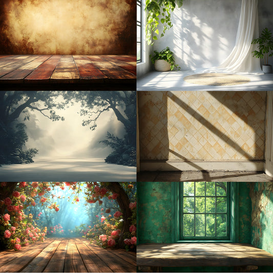 Vintage Sunlit Room Digital Backdrop, Wallpaper Backgrounds for Photography, High-Resolution Textures, Photo Overlays