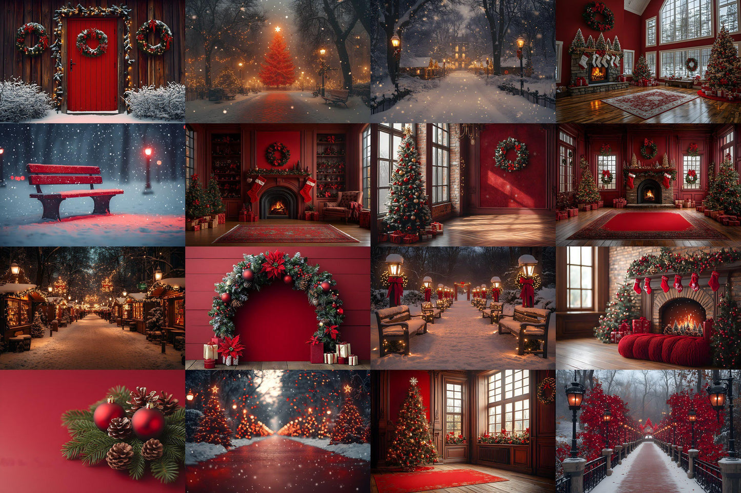 Christmas Backdrop, Digital Backdrop, Santa Christmas Backdrop For Kids Family, Festive Digital Download Christmas Background