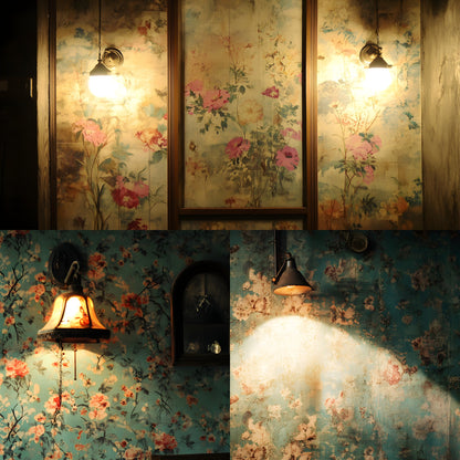 Vintage Wallpaper Room Digital Backdrop, Photography Backgrounds, Antique Interior Photo Prop, High-Res Download for Photographers