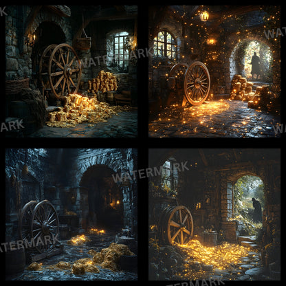 Rumpelstiltskin Gold Digital Backdrop, Square Photography Background, Fantasy Gold Photo Prop, Storybook Portrait, Magical Fine Art Composite