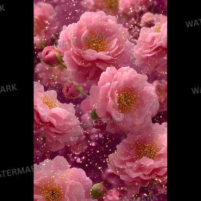 Pink Peony Flower Wall Digital Backdrop, Floral Photography Background for Spring, Square Photo Booth Prop, Wedding, Birthday Party, High Resolution Images