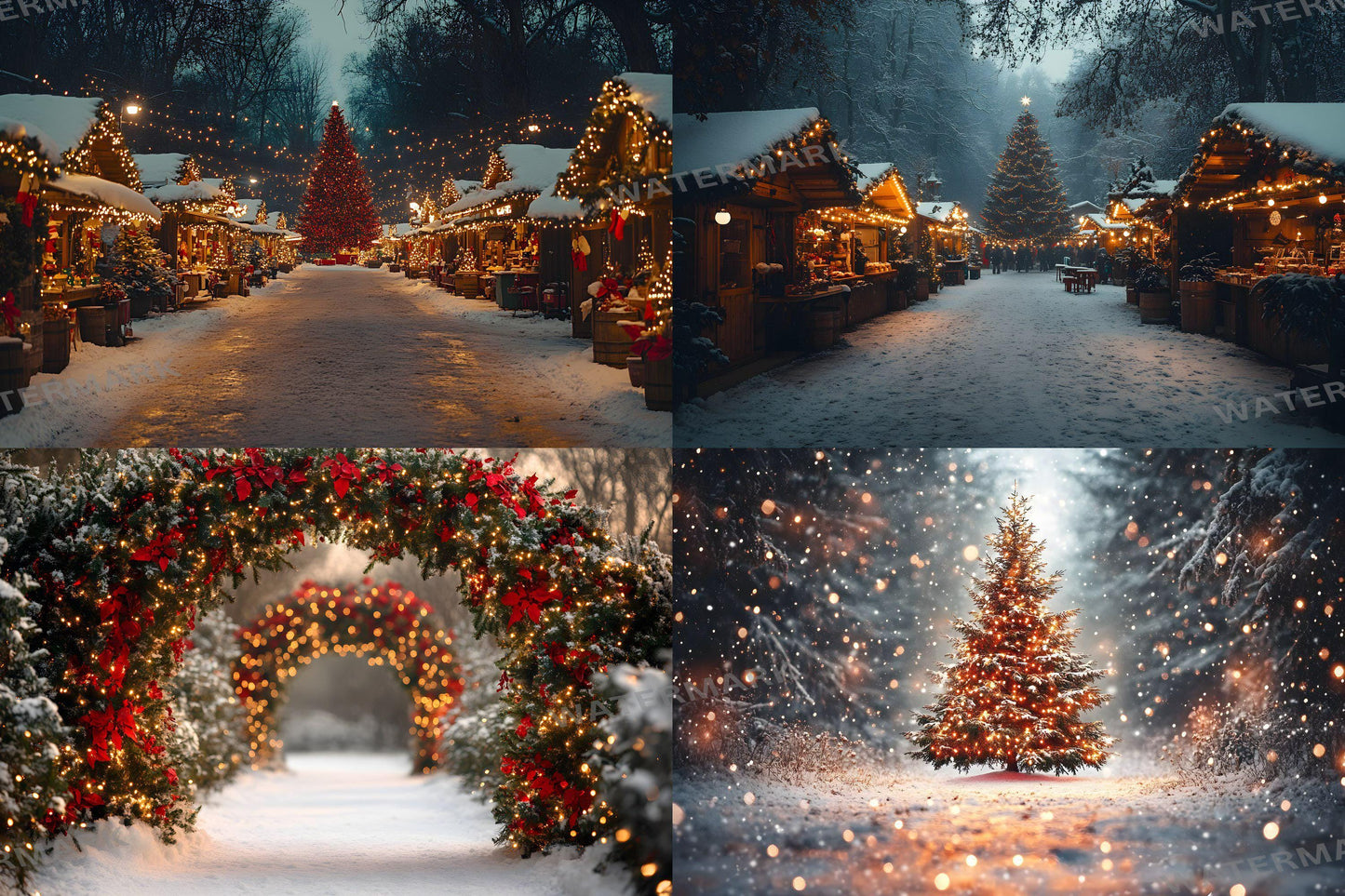 Classic Christmas Backdrops, Digital Backdrop, Santa Christmas Backdrop For Kids Family, Festive Digital Download Christmas Background