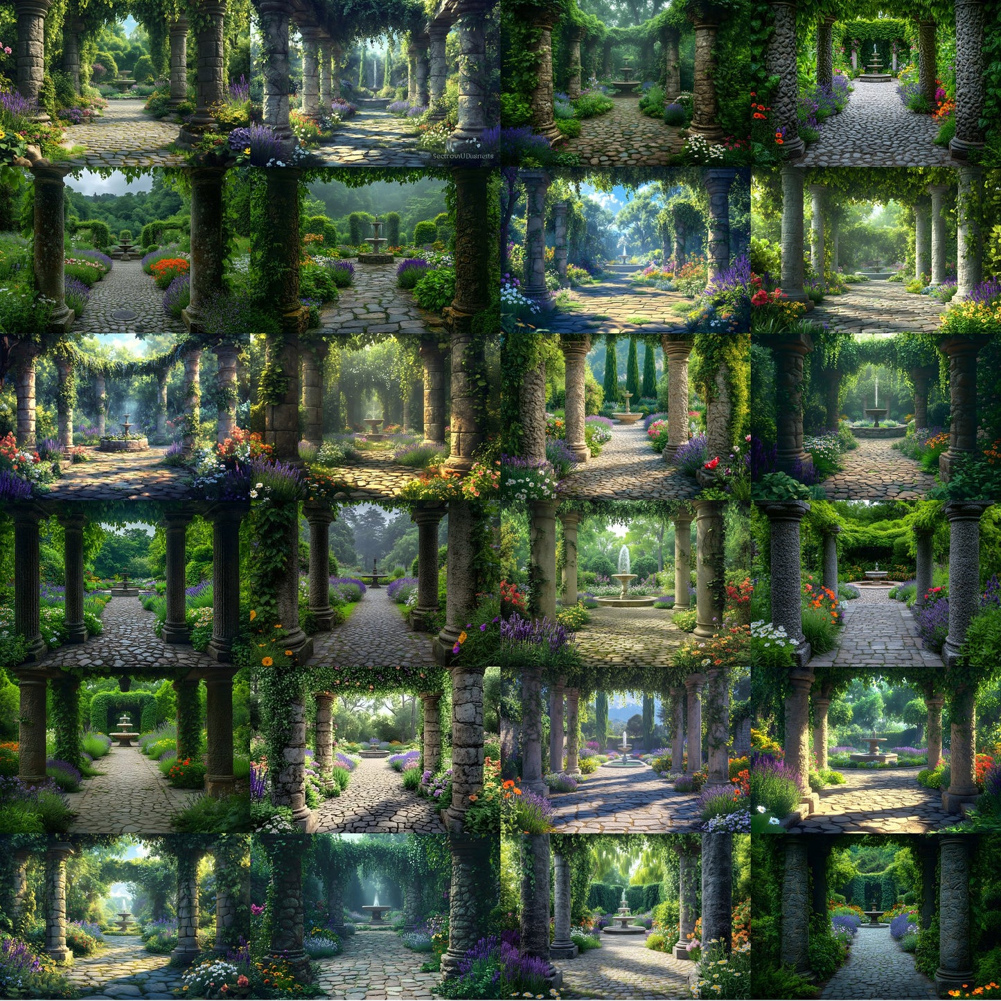 Secret Garden Digital Backdrop, Stone Pillars Photography Background, Enchanted Forest Scene, for Photographers, Whimsical Photo Booth Prop
