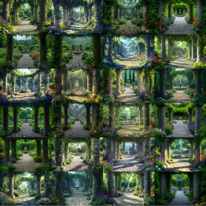 Secret Garden Digital Backdrop, Stone Pillars Photography Background, Enchanted Forest Scene, for Photographers, Whimsical Photo Booth Prop