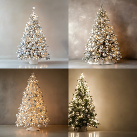 Silver Christmas Tree Digital Backdrop, Modern Holiday Background for Photography, Festive Photo Prop, High-Res Image Bundle