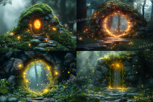 Fairy Forest Backdrops - Enchanted Woodland Scenes, Magical Doorways and Fairy Lights - Photography Master Composites - Fairy Backgrounds