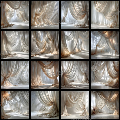 Sheer Satin Fabric Photography Backdrop, Elegant Wedding Background, Square Format Digital Download, Bridal Portrait Photo Booth Prop, SQBD