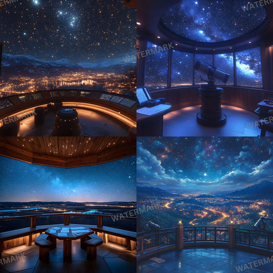 Astronomy Tower Backdrops - Astronomy Classroom -  Galaxy Photography Backdrop - Celestial Backdrop -  School of Wizarding Background