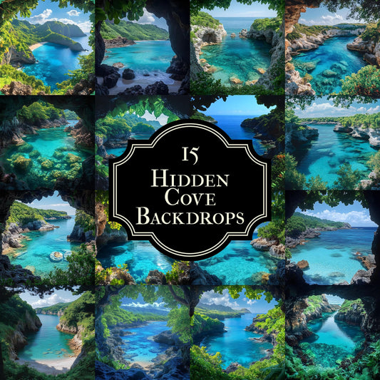 Hidden Cove Digital Backdrops for Photography, Fine Art Portrait Backgrounds, Photoshop Overlays ,Studio, Maternity & Wedding Photography