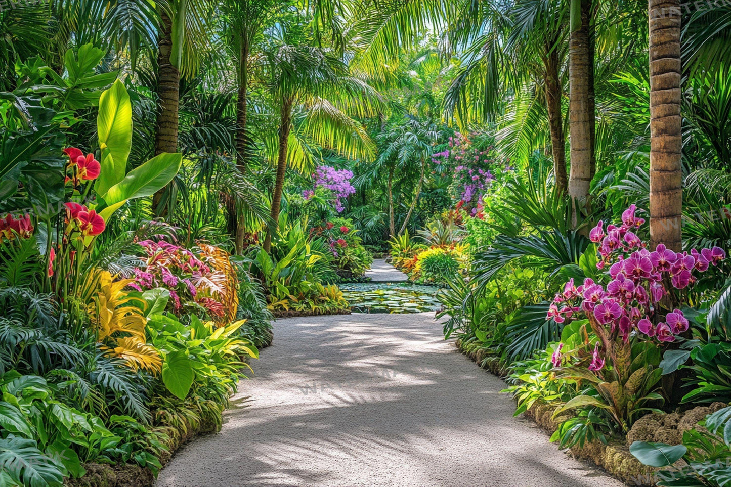 Lush Tropical Botanical Escape Backdrop: PNGs for Commercial Photography, Rich Rainforest Setting, Immersive Digital Backdrops