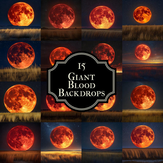 Giant Blood Moon Backdrops - Eerie and Spooky Photography Backgrounds - Halloween, Horror & Fantasy, Celestial Background, Moon Wallpaper