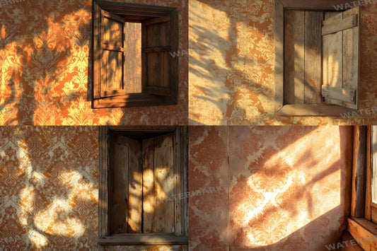 Golden Afternoon Wallpaper Backdrops, Vintage Interiors, Warm Aesthetic Backgrounds, Photoshop Overlays - Vintage Room Backdrops