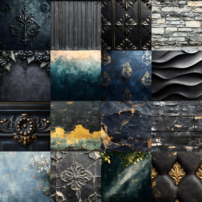 Vintage Black Textured Wall Digital Backdrop, Dark Photography Background for Portrait, Grunge Photo Booth, Moody Fine Art Texture