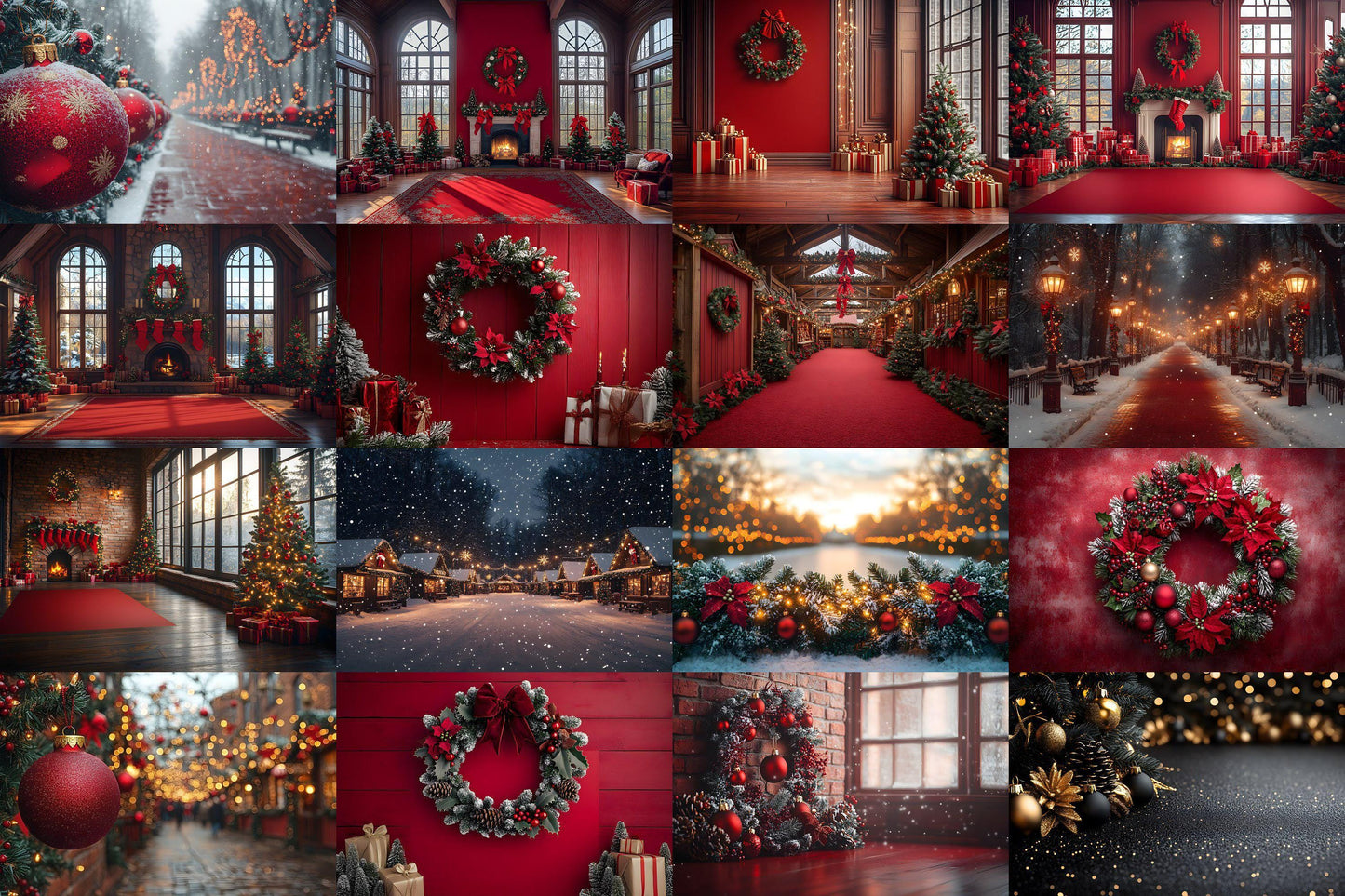 Christmas Backdrop, Digital Backdrop, Santa Christmas Backdrop For Kids Family, Festive Digital Download Christmas Background