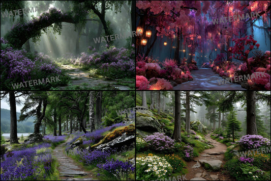 Alice in Wonderland Backdrop, Enchanted Forest Background, Magical Wonderland Digital Backdrop for Photography, Storybook Theme, Ratio