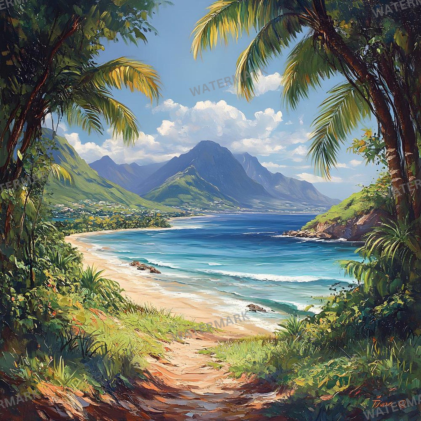 Tropical Paradise Backdrops - Stunning Beach, Sunset & Crystal Waters Digital Backgrounds - Beach Portrait Studio Backgrounds