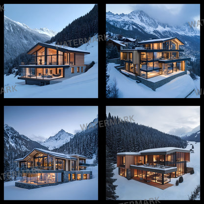 Alpine Chalet Digital Backdrop, Cozy Fireplace Background, Winter Holiday Photography Prop, Christmas Scene Setter, for Social Media