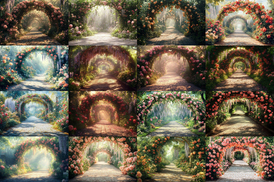 Vintage Garden Floral Backdrops ��������� Timeless Nature-Themed Photoshop Backgrounds for Photo Editing & Cottagecore-Inspired Photography