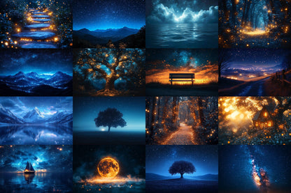 Starry Night Sky Backdrop: PNGs for Space Photo Editing, Celestial Photography Props, Galaxy Themed Digital Backdrops.