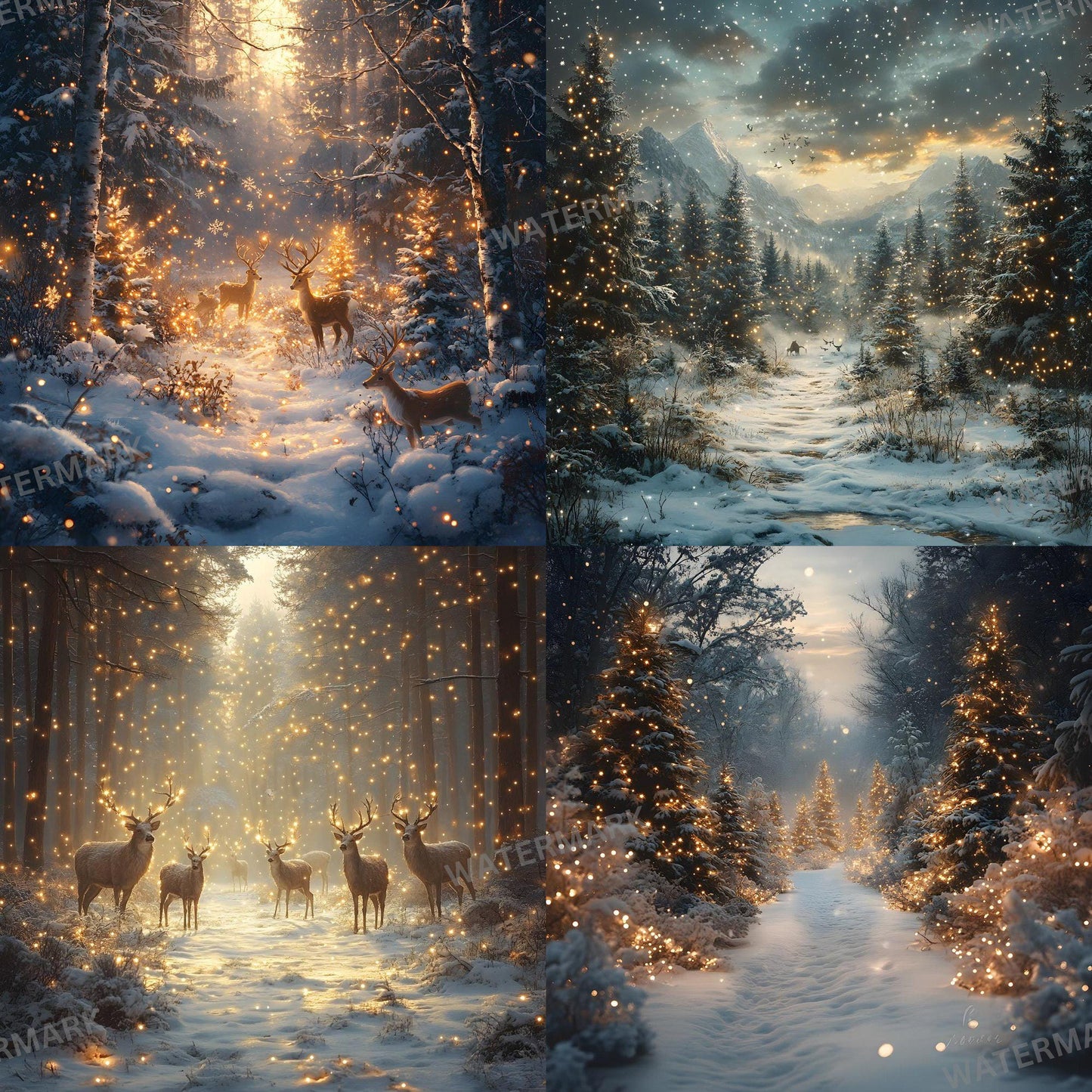 Enchanted Forest Backdrops - Magical Digital Backgrounds for Photography, Photoshop Overlays & Winter Wonderland Backgrounds