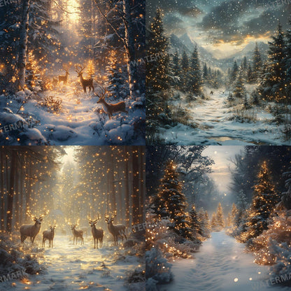 Enchanted Forest Backdrops - Magical Digital Backgrounds for Photography, Photoshop Overlays & Winter Wonderland Backgrounds