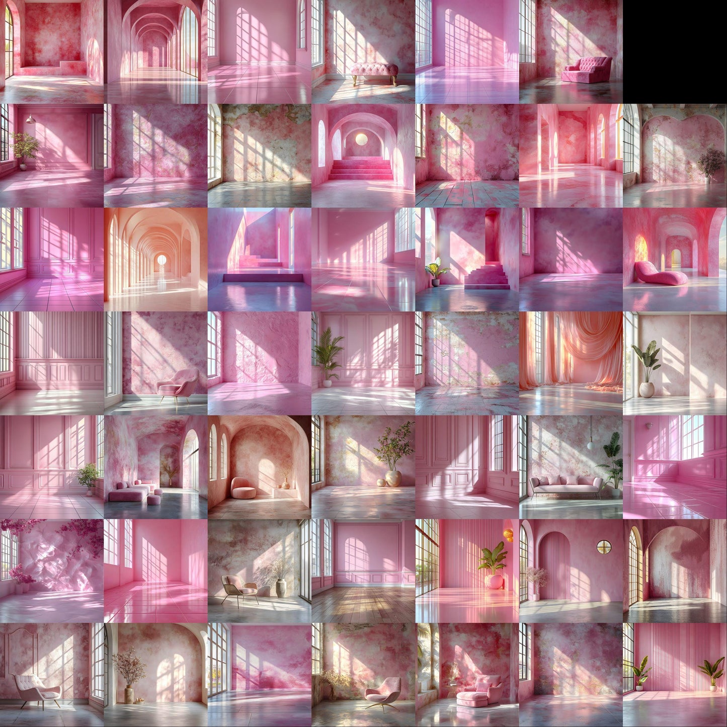 Pink Pastel Backdrops - Room Interiors, Photography Backdrops, Pastel Rooms, Maternity Digital Backdrop, Wedding Studio Overlays