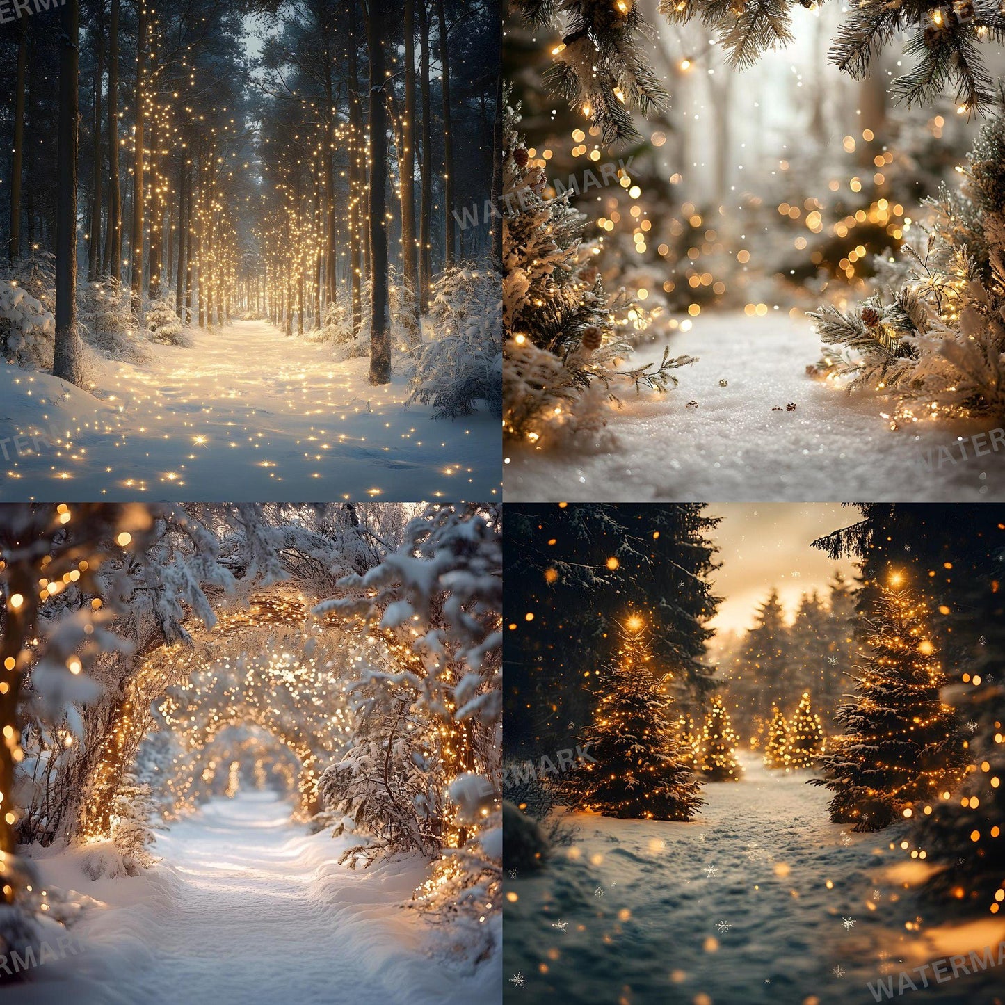 Enchanted Forest Backdrops - Magical Digital Backgrounds for Photography, Photoshop Overlays & Winter Wonderland Backgrounds