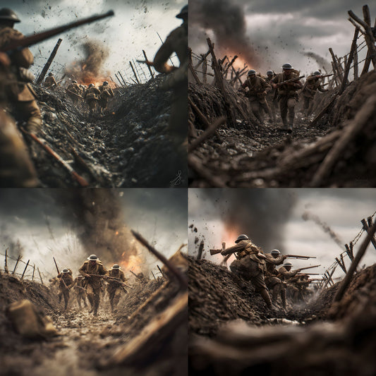 WW1 Soldiers Charging Digital Backdrop, Military Background for Photography, Historical Reenactment Photo Prop, Image Collection
