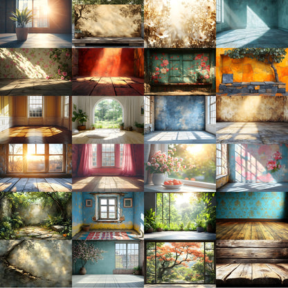 Vintage Sunlit Room Digital Backdrop, Wallpaper Backgrounds, Photography, Dreamy Photo Booth, High-Res Images